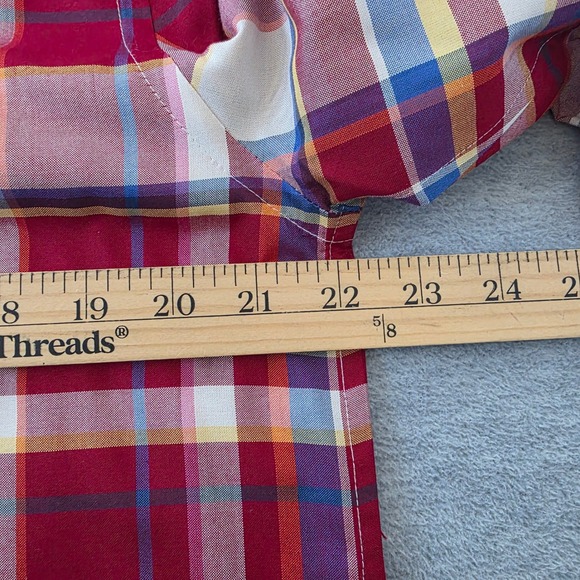 Lauren Ralph Lauren Womens Red Multi Plaid 100% Silk Button Down Shirt Large - Picture 7 of 8